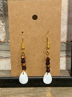 Copper Purple beads with white teardrop