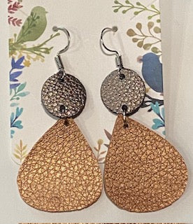 Silver and gold teardrop dangle