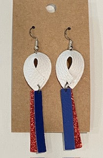 White with red and blue dangles