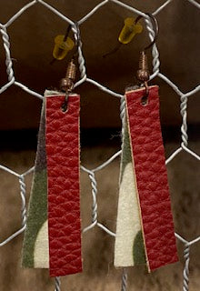 Leather rectangular dangle-red camo