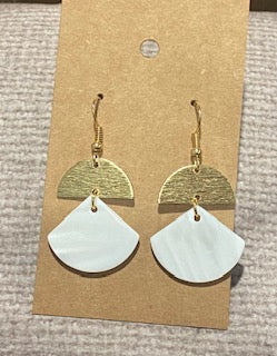 Gold half moon with white dangle