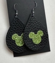 Mickey-black with 3D green glitter